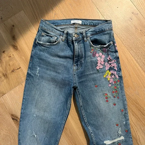 Zara Jeans Zara Bootcut Floral Embroidered Jeans Poshmark - Main Image